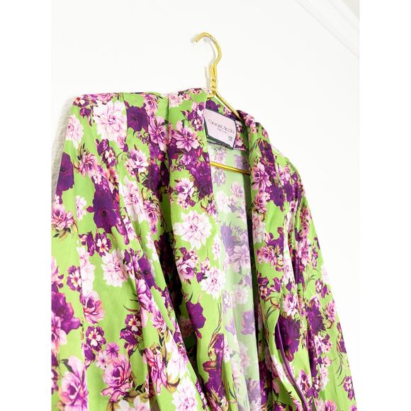 Giovanna Nicolai Silk Floral Wrap Top Size 44 Medium Purple Green Floral Chic - Picture 7 of 12